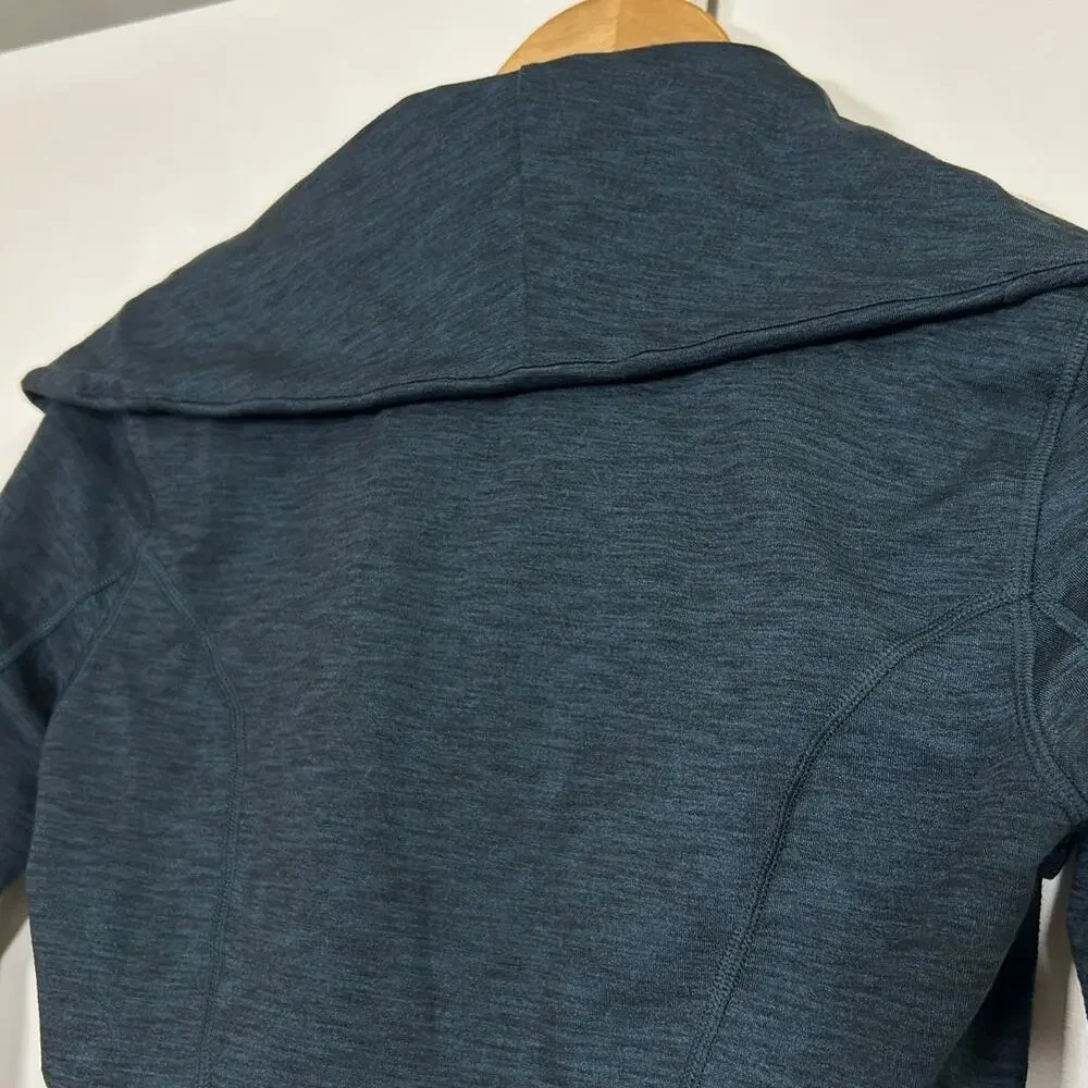 Lucy‎ Women's Hatha XS Asymmetrical Zip Up Jacket Funnel Neck Teal Heathered